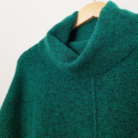 Anthropologie Larissa Turtleneck Tunic Sweater S Pullover Green Side Slit Chunky - Picture 7 of 16